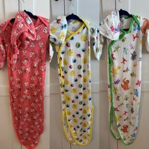 3 Sesame Street Gowns w/ matching hats